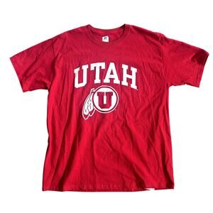 Utah Utes Feather U Russell Athletic College Red Shirt Mens Large